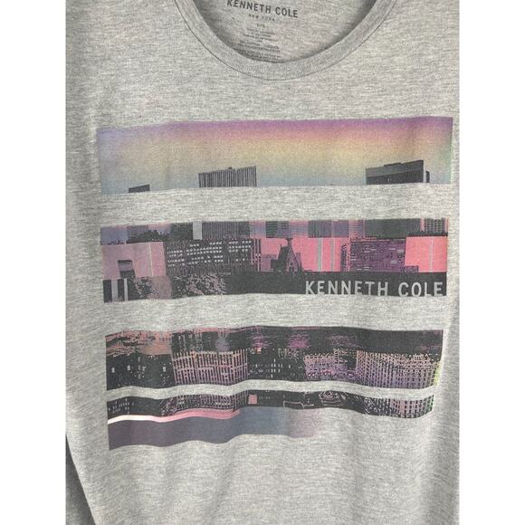 Kenneth Cole T Shirt Mens L Gray City View Skyline Retro‎ Style Short Sleeve - Picture 2 of 9